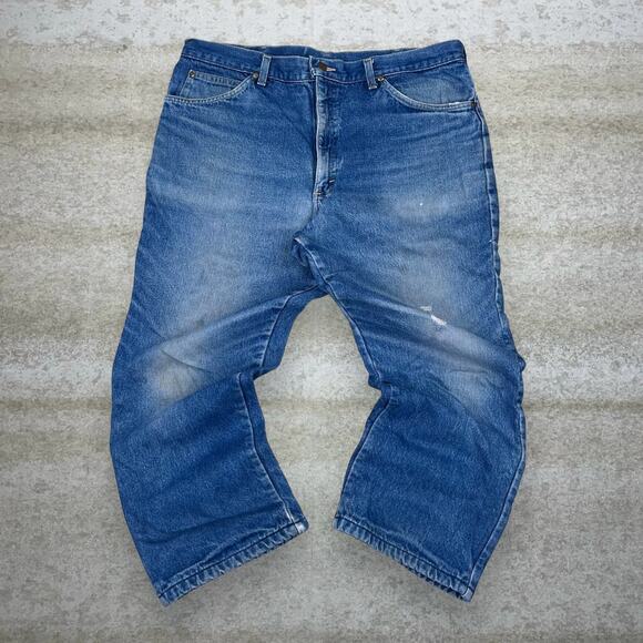 Vintage 90s Eddie Bauer Jeans 40x28 Regular Straight Leg Fit Dark Wash - Picture 2 of 6